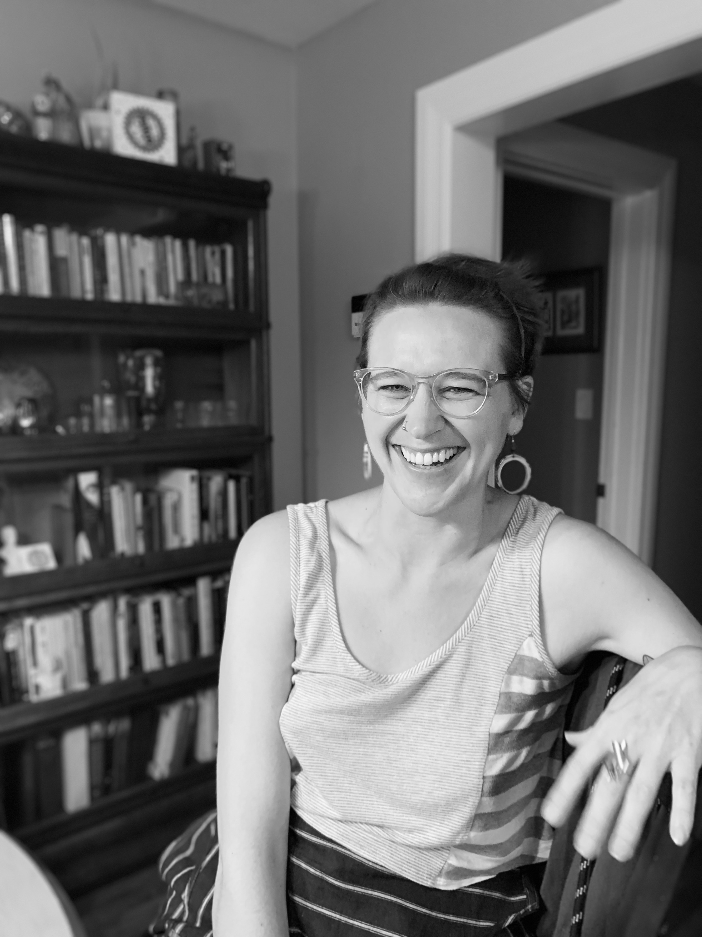 a pic of the author at home